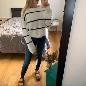 Vince Striped Slightly Cropped Sweater